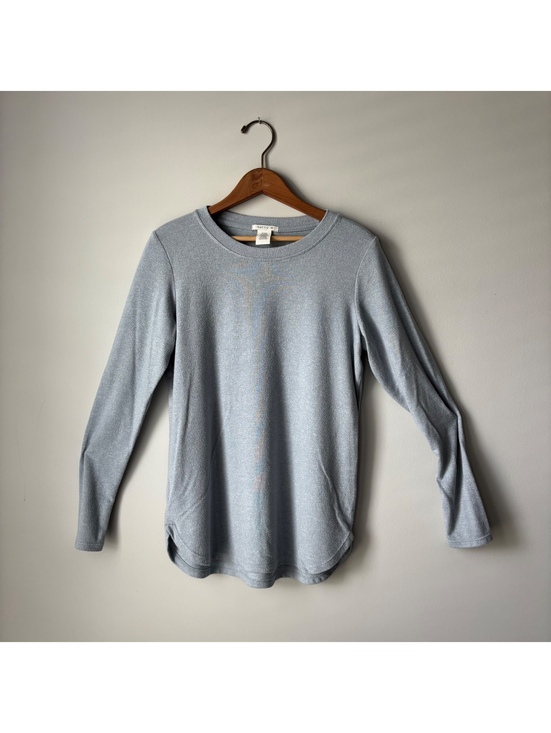 Matty M Tops - Matty M Long Sleeve Top Women's Small Gray Soft Knit Curved Hem Tunic Crew